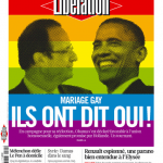 La portada de «Libération», teñida de arco iris, saluda el sí al matrimonio igualitario de Obama y Hollande