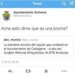 El Ayuntamiento de Archena (PP) pide disculpas tras la publicación de un tuit homófobo en su cuenta oficial
